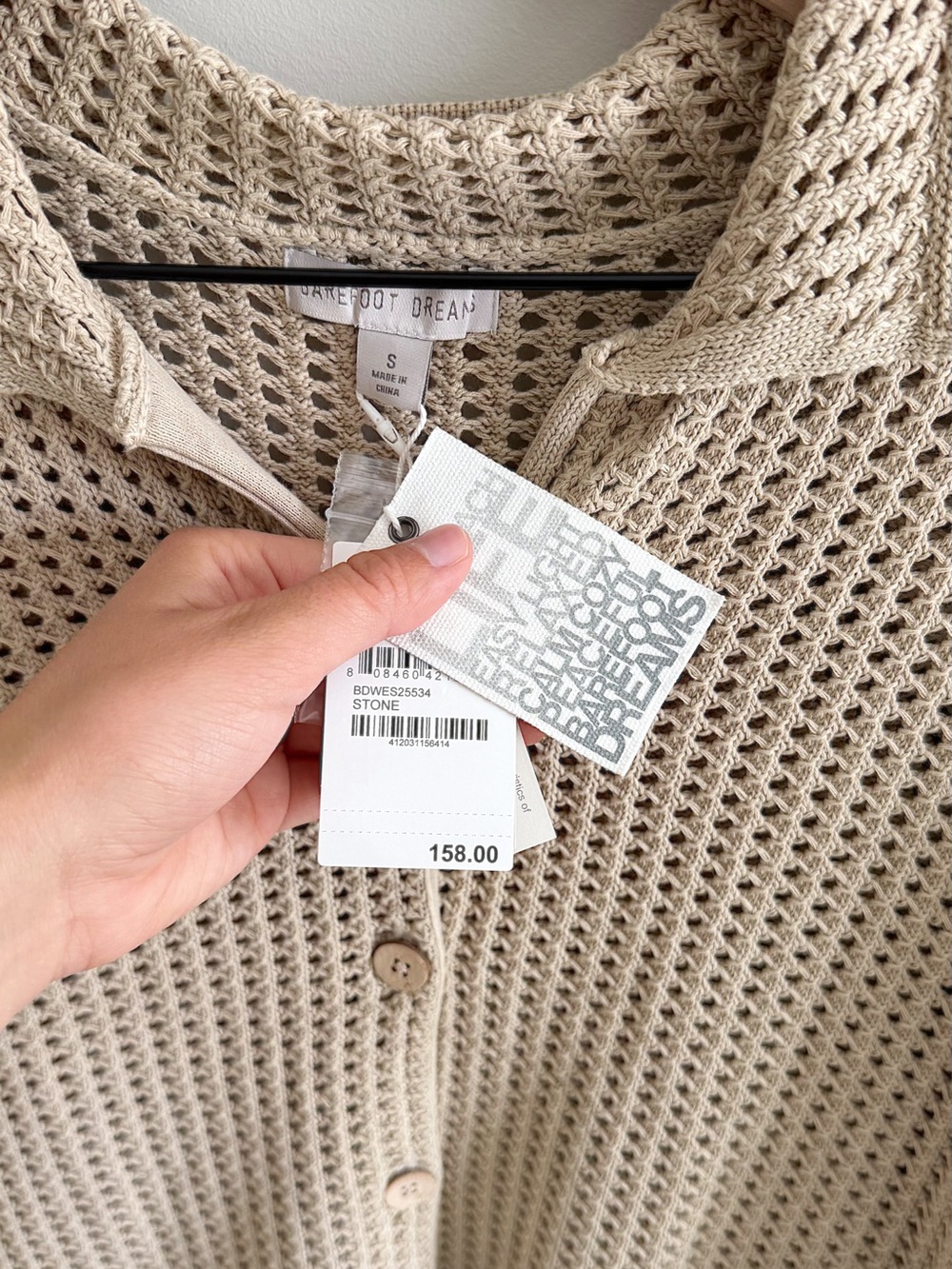 Barefoot Dreams Sunbleached Buttoned Short Sleeve in Stone - Picture 7 of 8